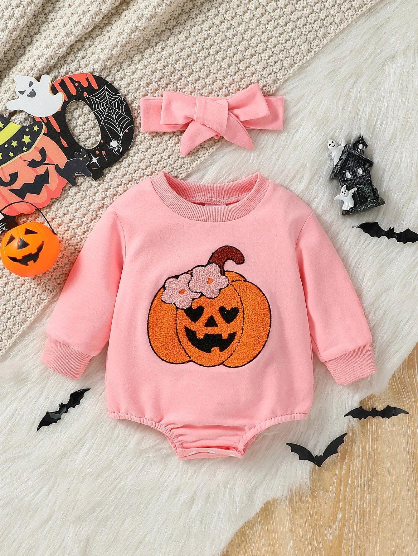 floral pumpkin onesie - basil boutique