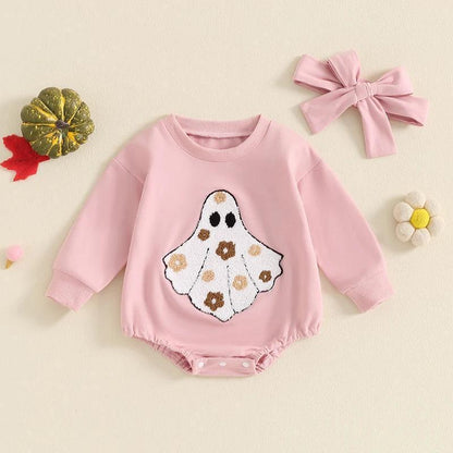 flower power ghost onesie - basil boutique