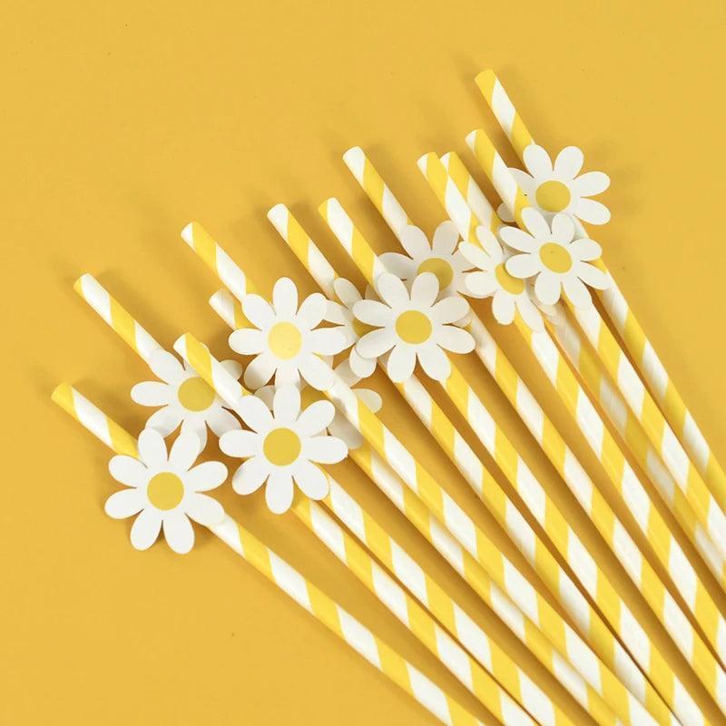 flower power paper straws - basil boutique