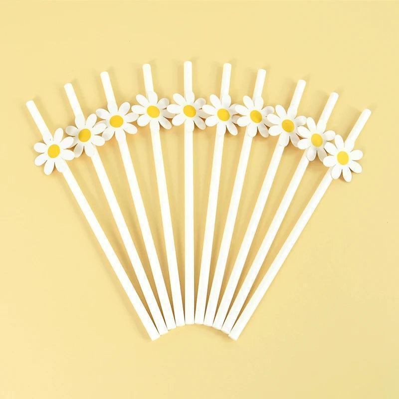 flower power paper straws - basil boutique