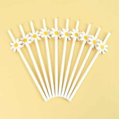 flower power paper straws - basil boutique