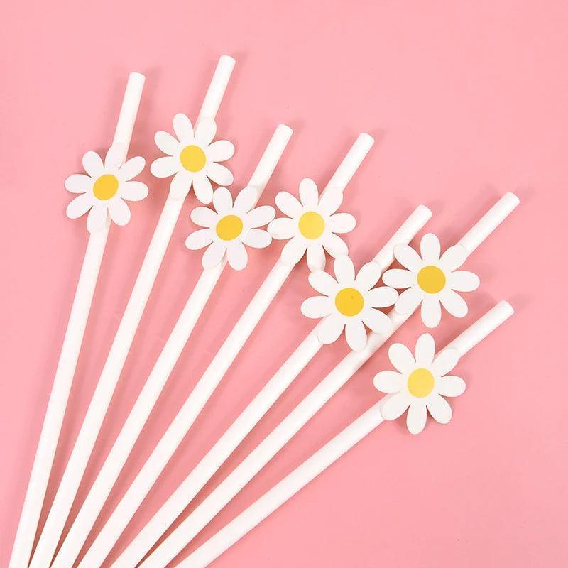 flower power paper straws - basil boutique