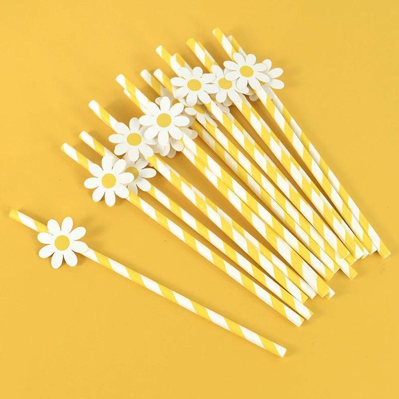 flower power paper straws - basil boutique