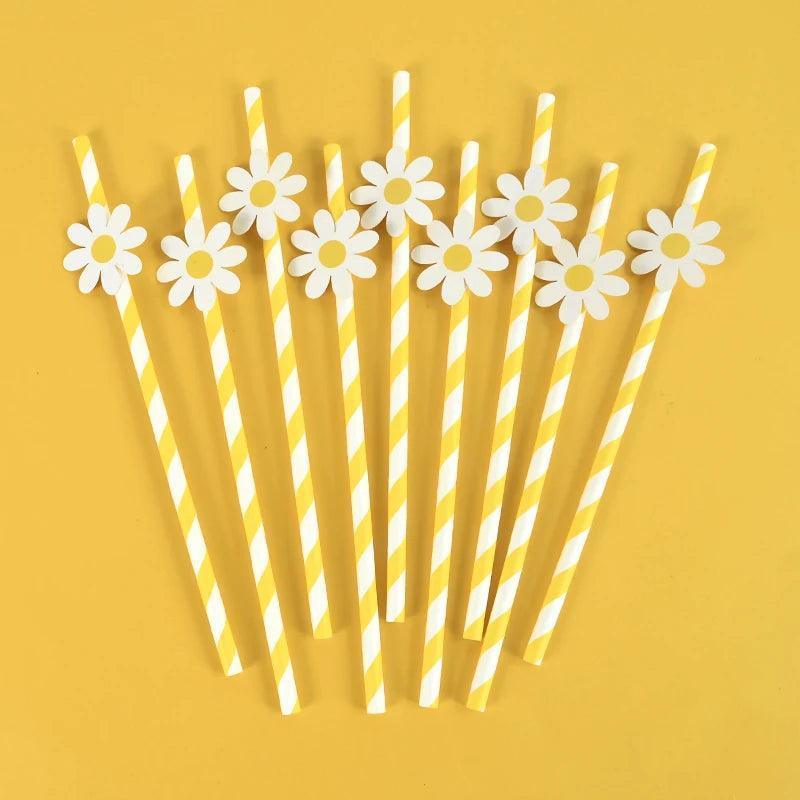 flower power paper straws - basil boutique