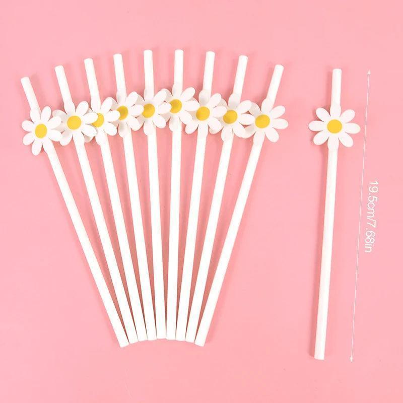 flower power paper straws - basil boutique