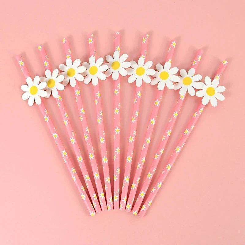 flower power paper straws - basil boutique