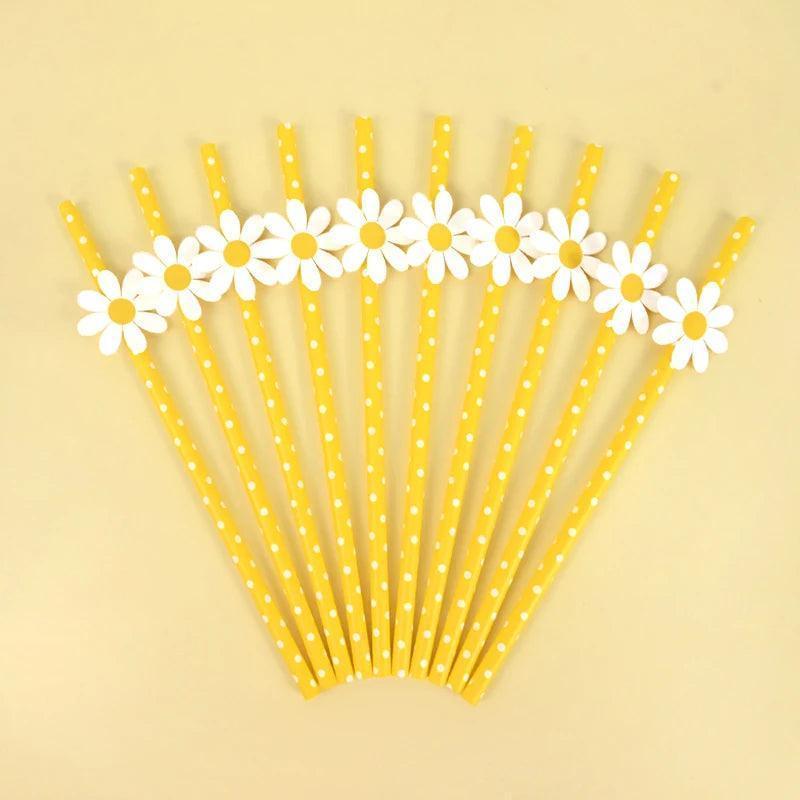 flower power paper straws - basil boutique