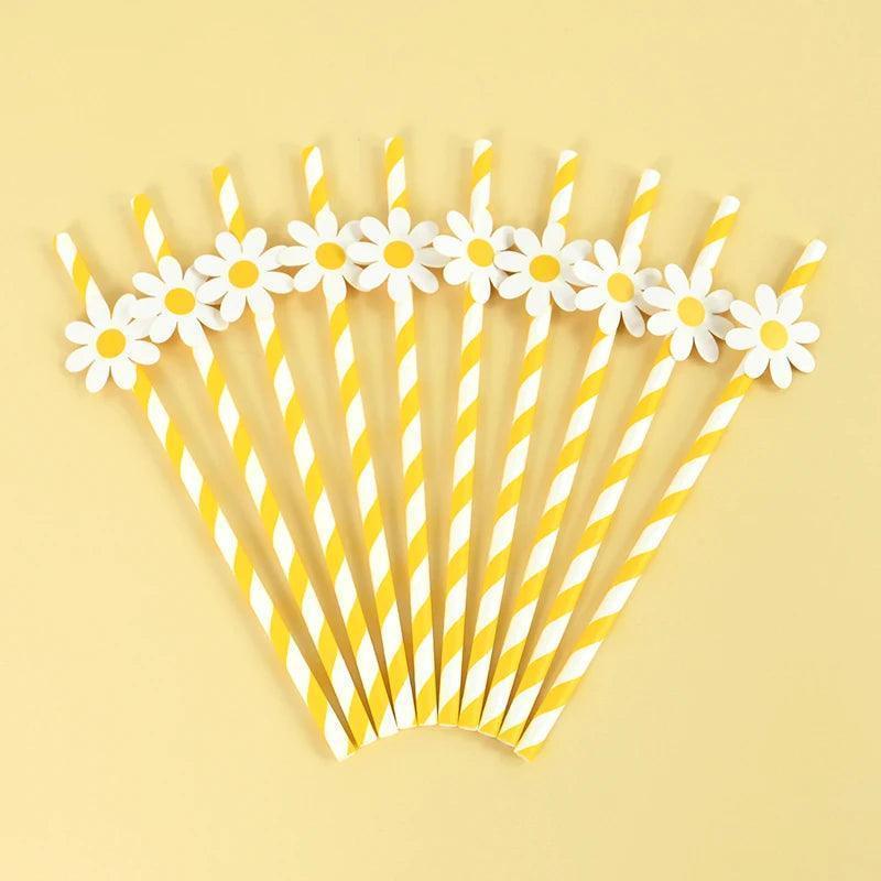 flower power paper straws - basil boutique