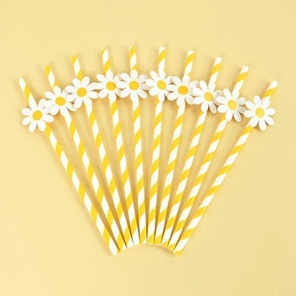 flower power paper straws - basil boutique