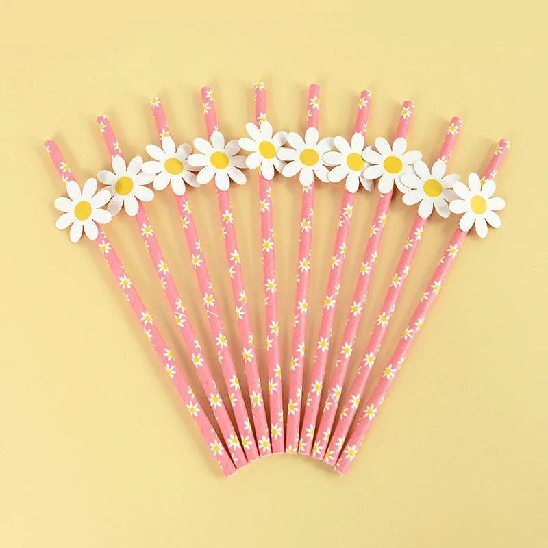 flower power paper straws - basil boutique