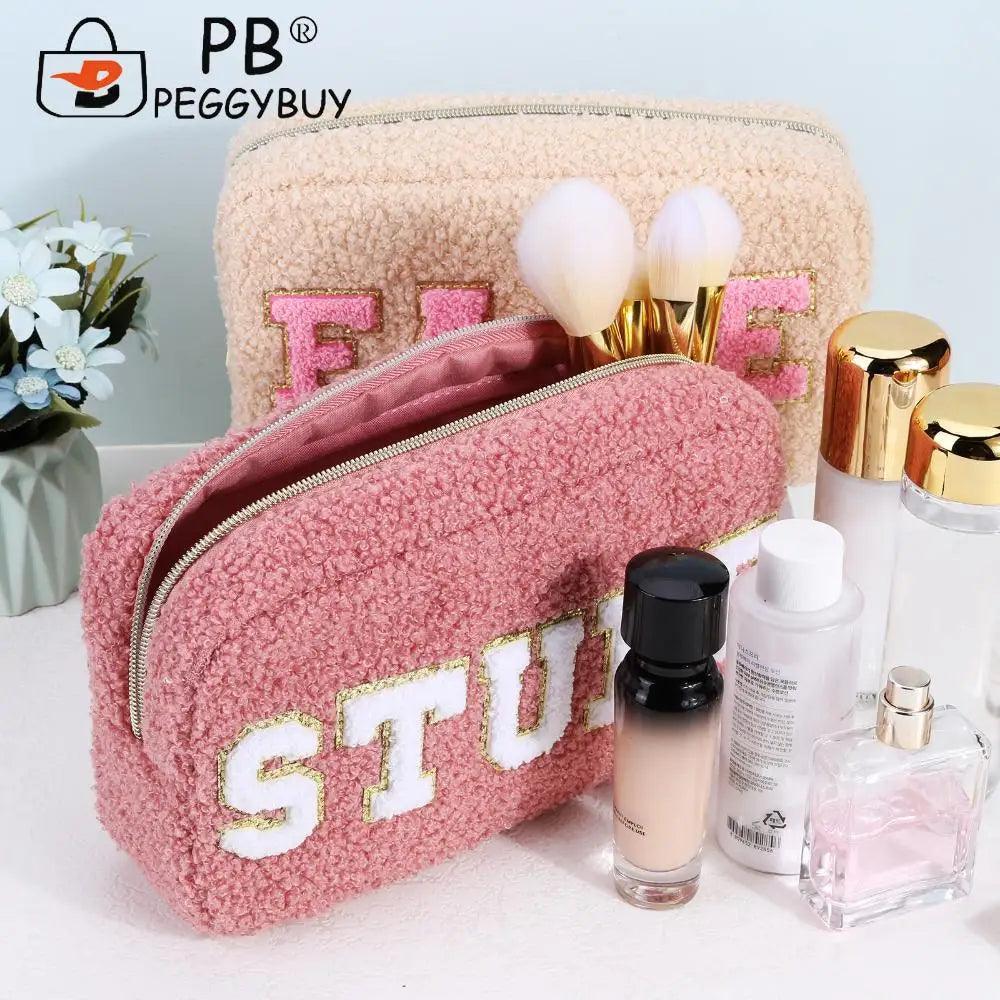 fluffy travel cosmetic bags - basil boutique