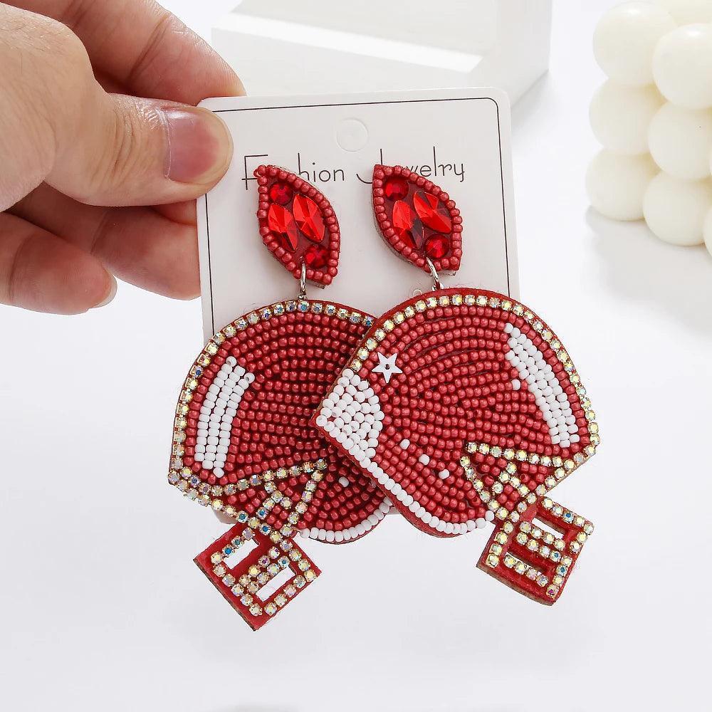 football beaded earrings - basil boutique