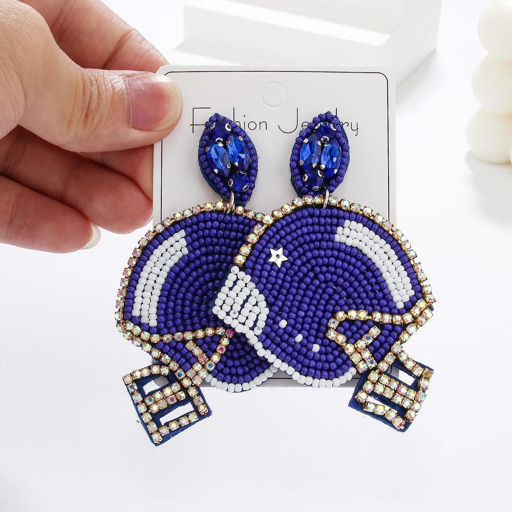 football beaded earrings - basil boutique