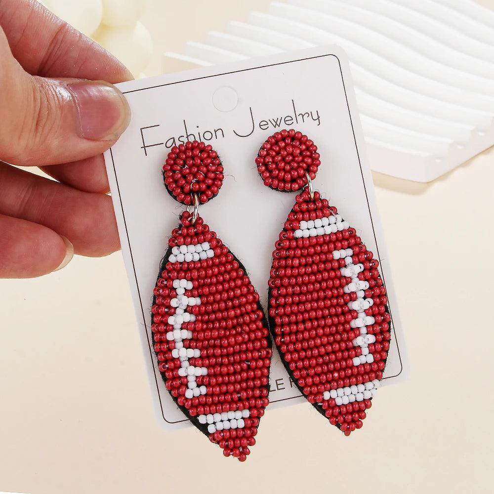 football beaded earrings - basil boutique