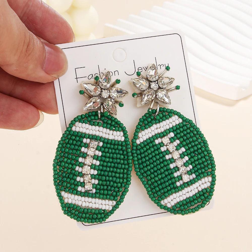 football beaded earrings - basil boutique