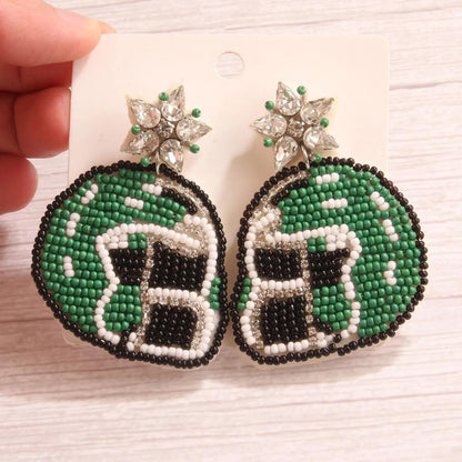 football beaded earrings - basil boutique