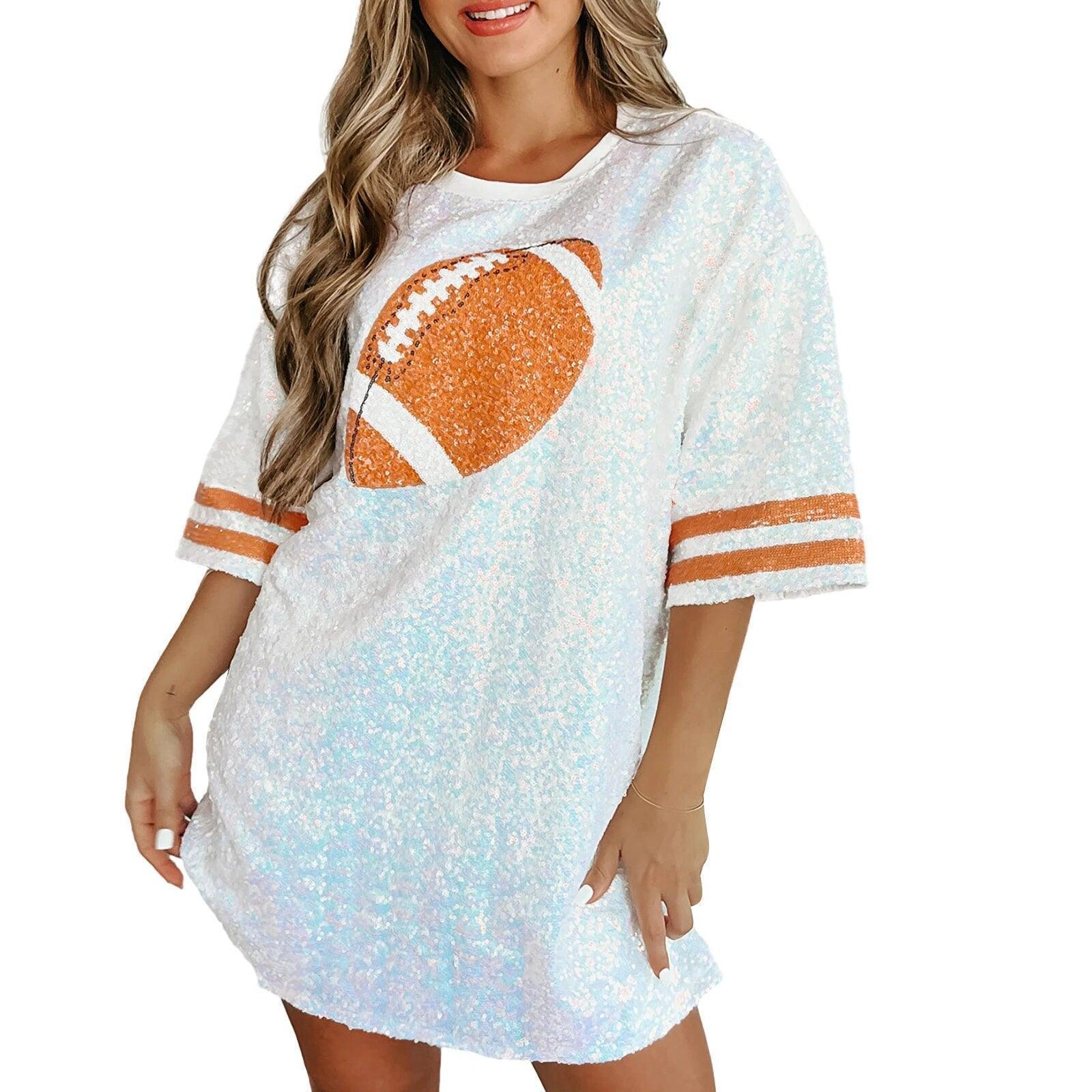 football sequin t-shirt dress - basil boutique