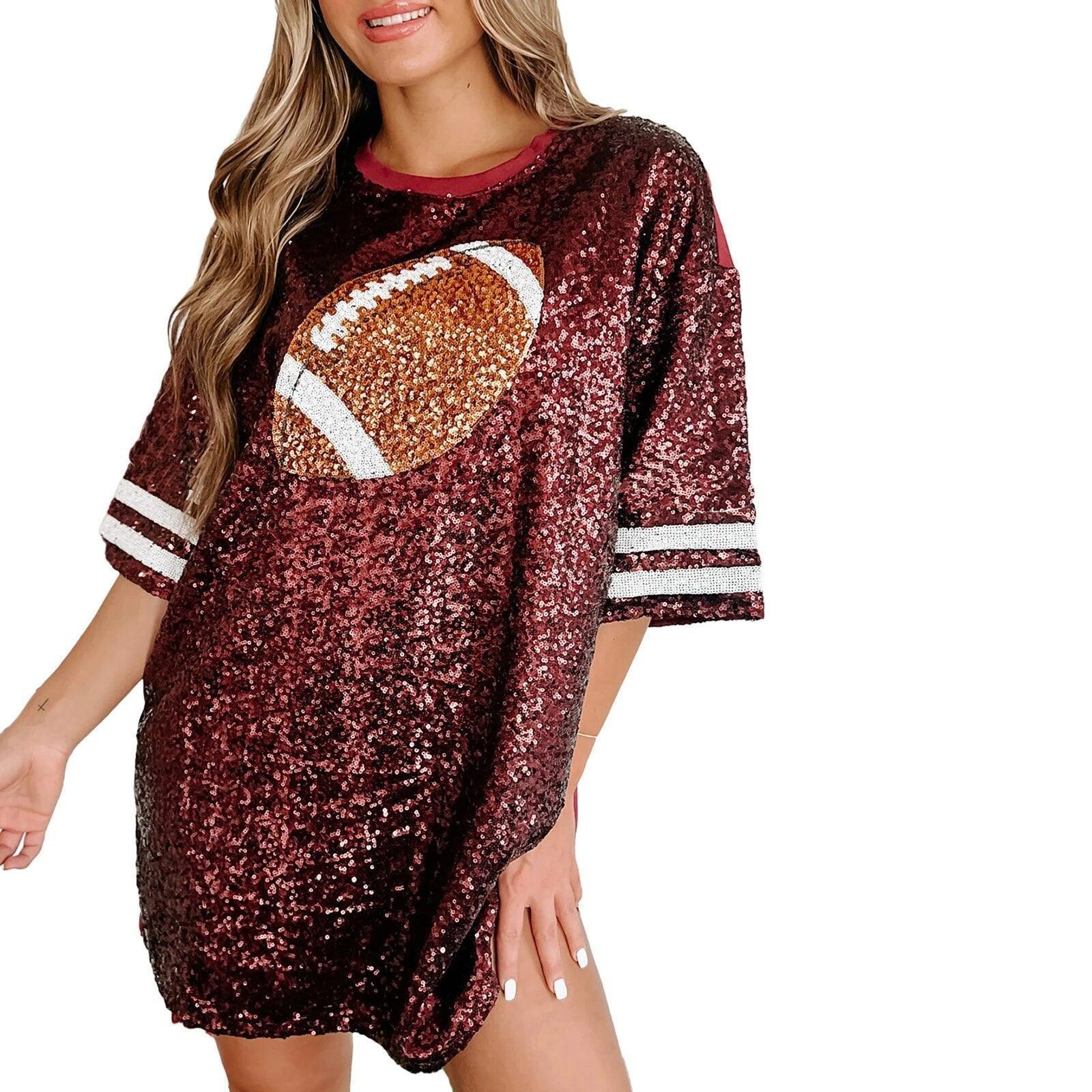 football sequin t-shirt dress - basil boutique