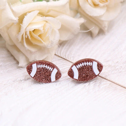 football sparkle stud earrings - basil boutique