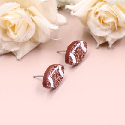 football sparkle stud earrings - basil boutique