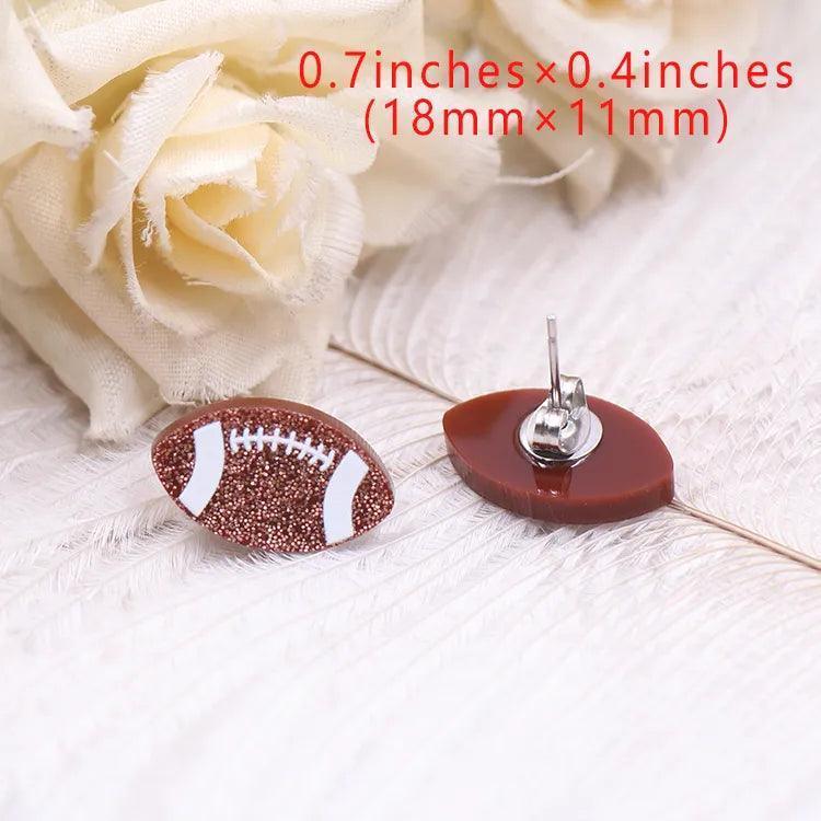 football sparkle stud earrings - basil boutique