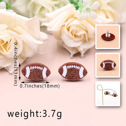 football sparkle stud earrings - basil boutique