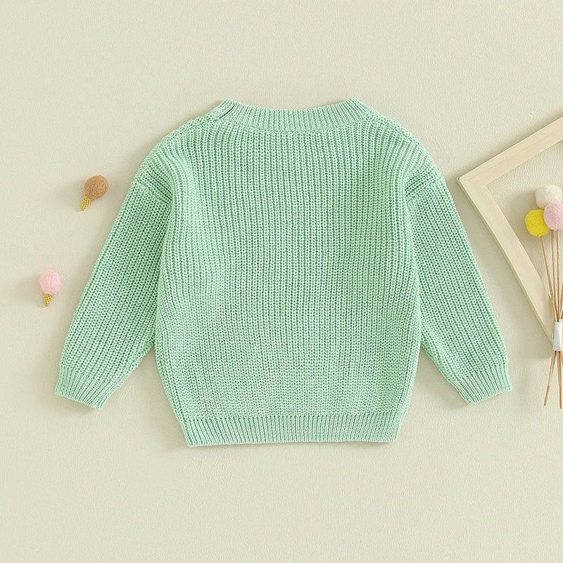 four leaf clover knit kids crew sweater - basil boutique