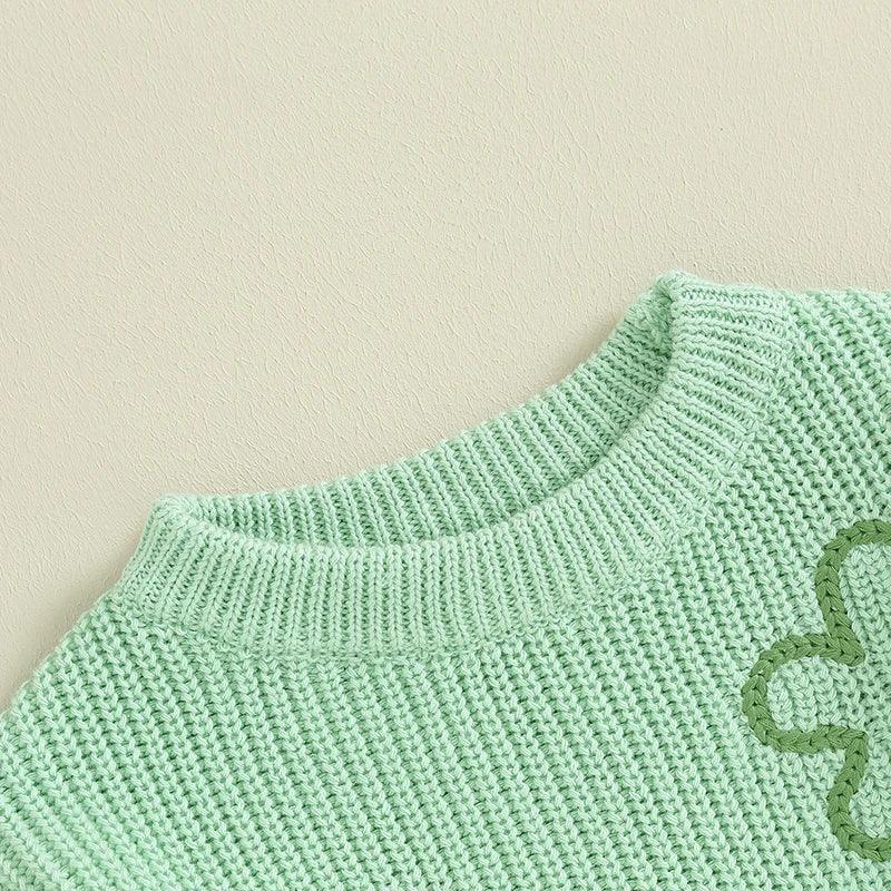 four leaf clover kids knit sweater - basil boutique