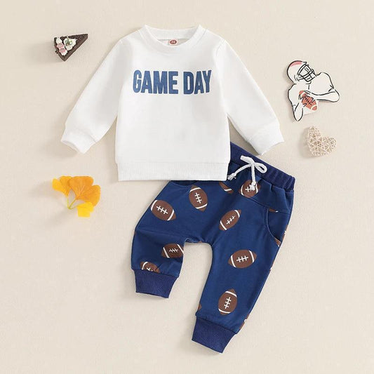 game day bold + blue kids outfit - basil boutique