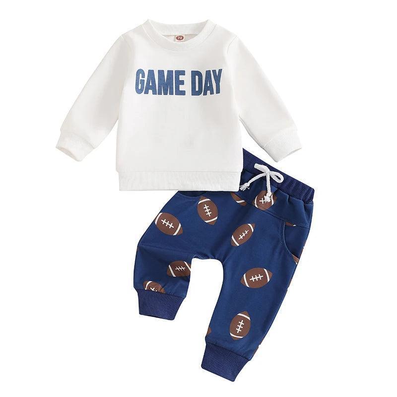 game day bold + blue kids outfit - basil boutique