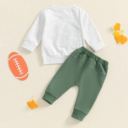 game day cozy + green kids outfit - basil boutique