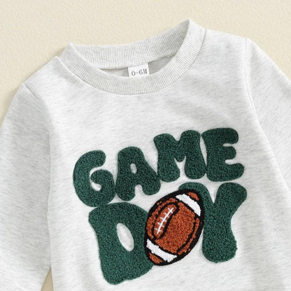 game day cozy + green kids outfit - basil boutique