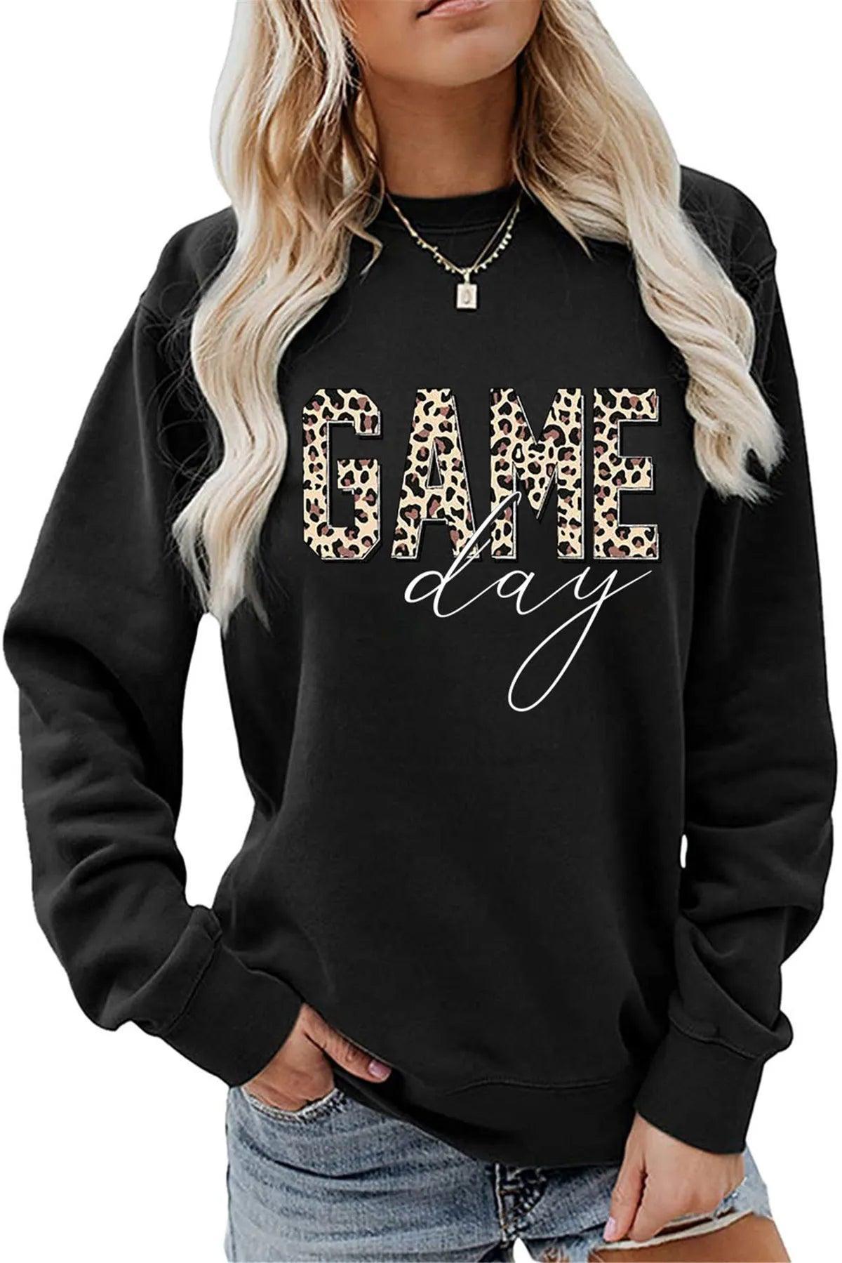 game day leopard crew sweatshirt - basil boutique