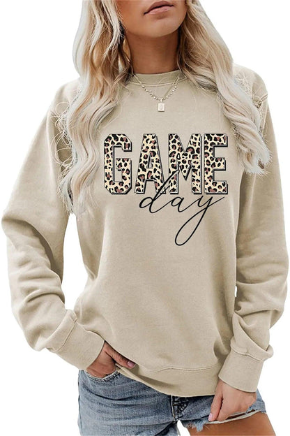 game day leopard crew sweatshirt - basil boutique