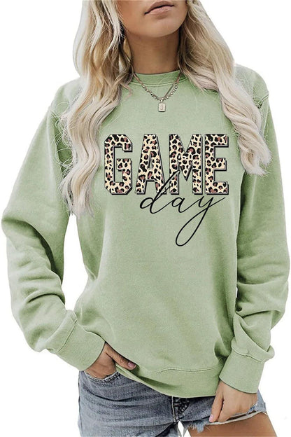 game day leopard crew sweatshirt - basil boutique