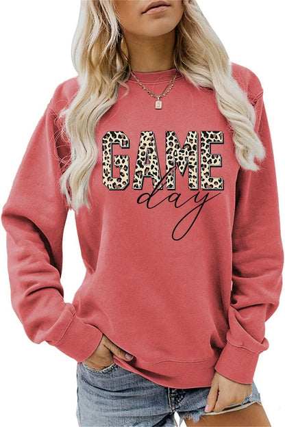 game day leopard crew sweatshirt - basil boutique