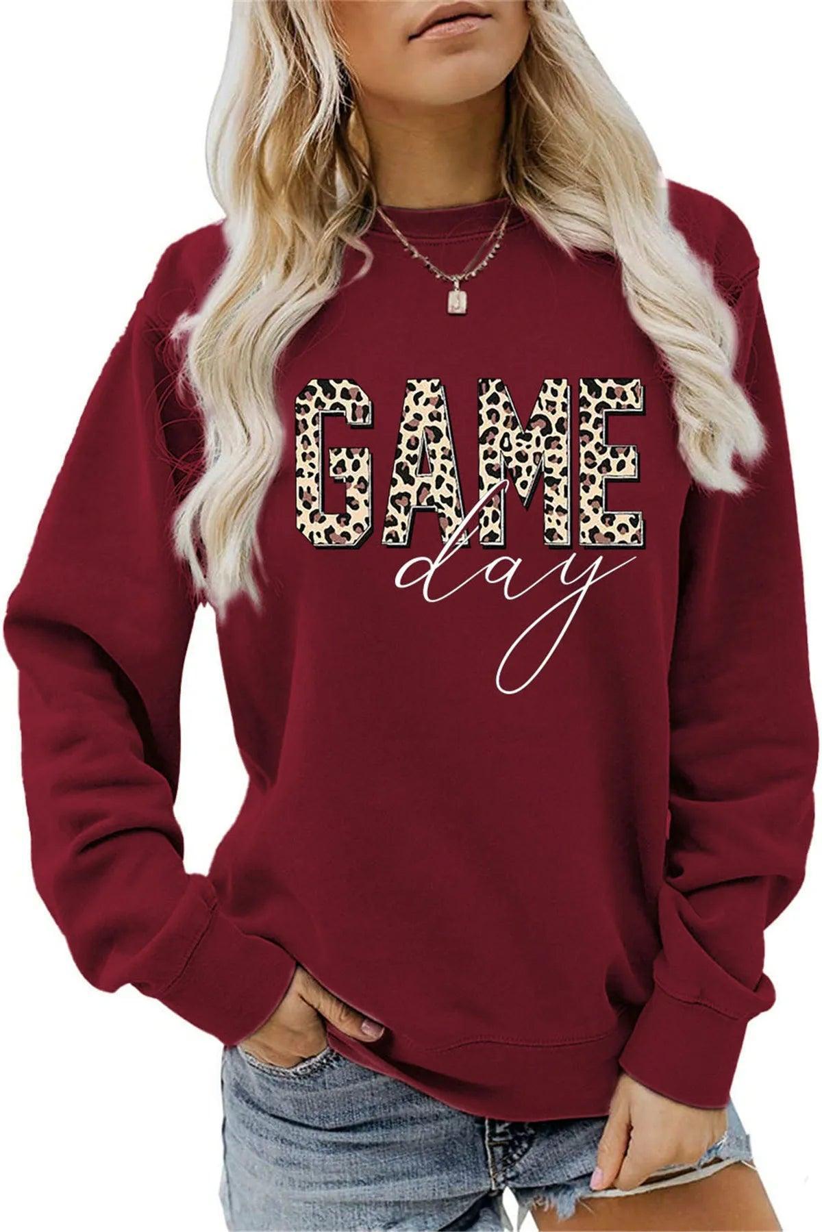 game day leopard crew sweatshirt - basil boutique