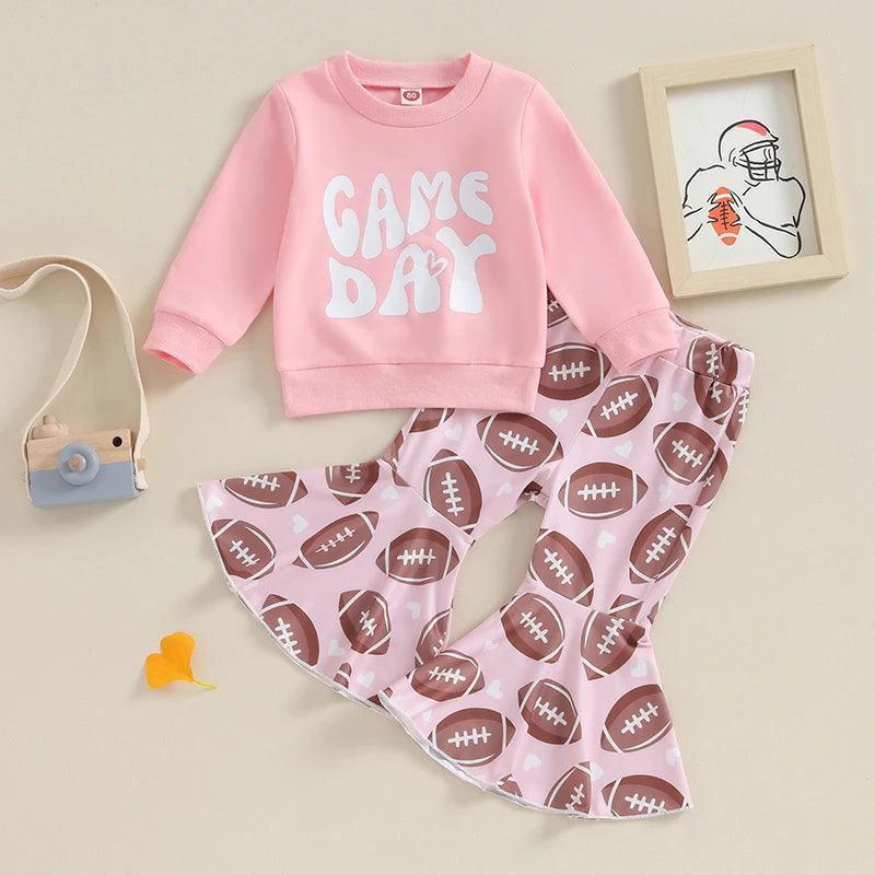 game day pretty + pink kids outfit - basil boutique