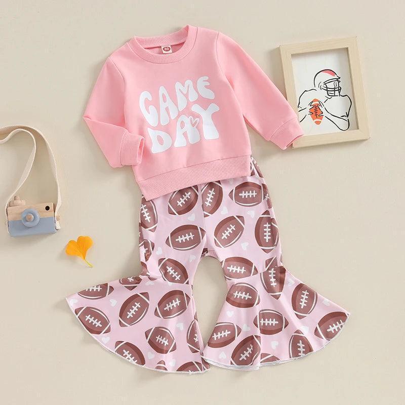 game day pretty + pink kids outfit - basil boutique