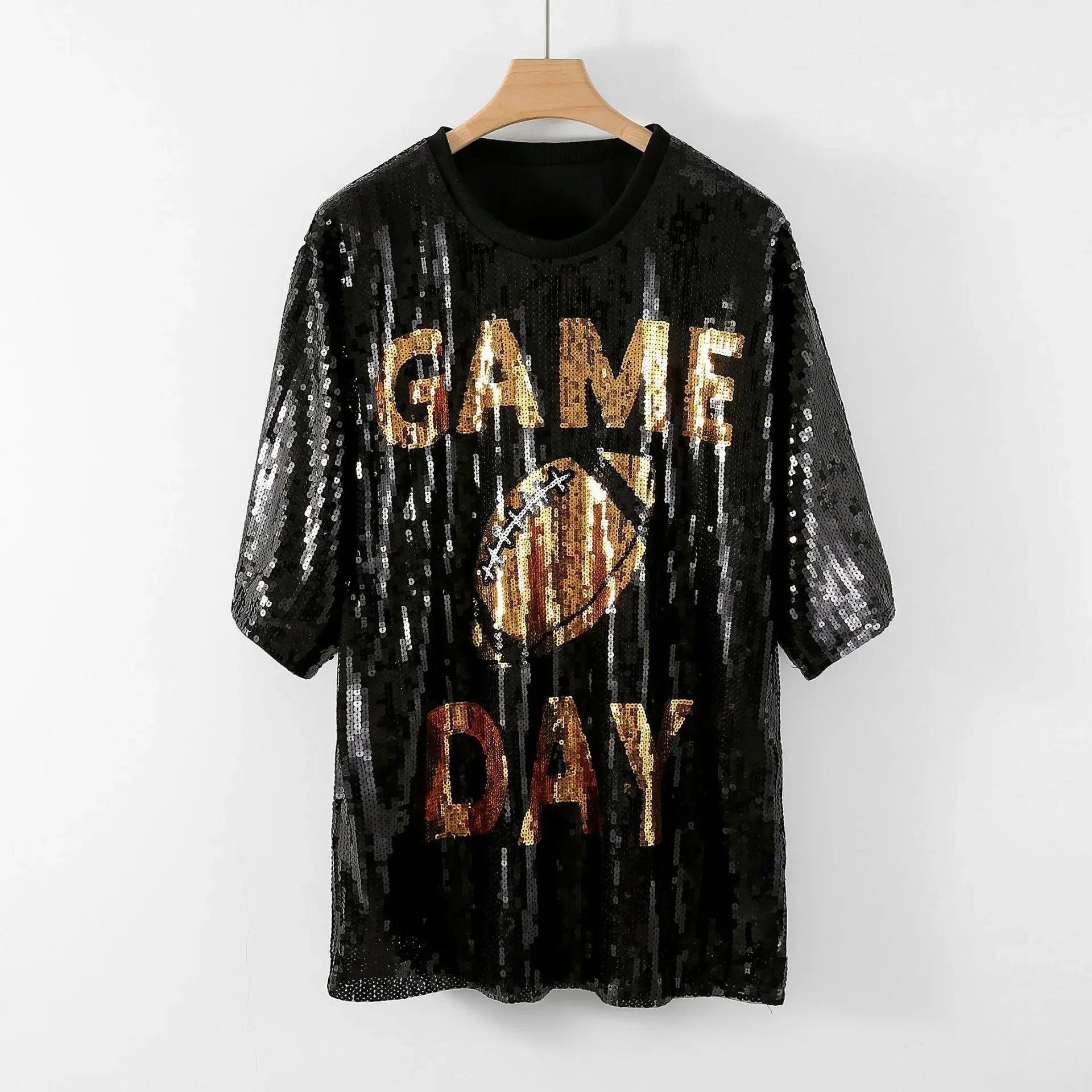 game day sequin t-shirt dress - basil boutique