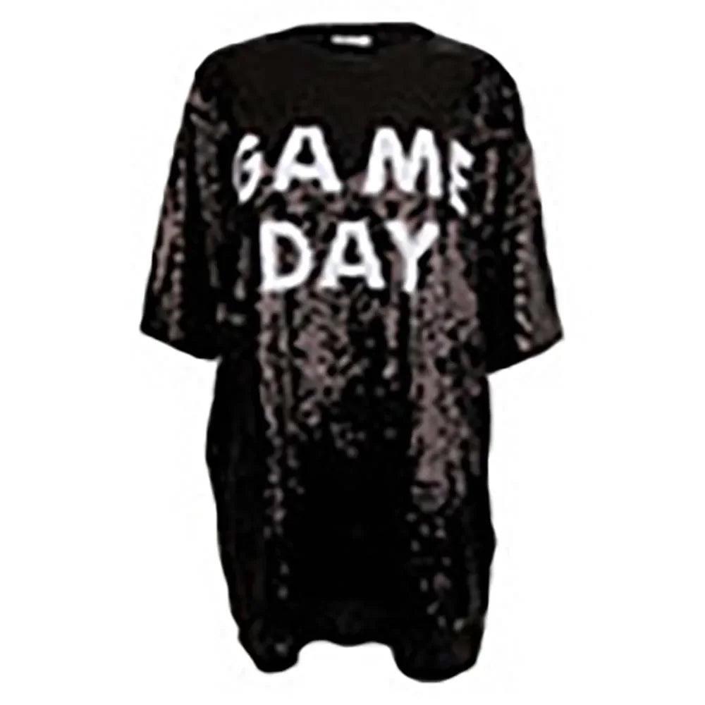 game day sequin t-shirt dress - basil boutique