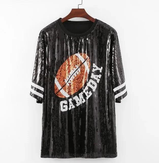 game day sequin t-shirt dress - basil boutique