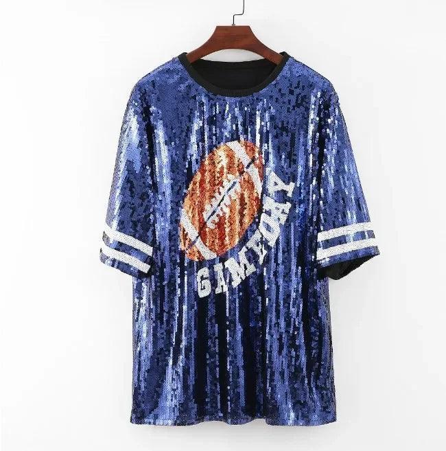 game day sequin t-shirt dress - basil boutique