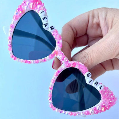 gender reveal rhinestone heart sunglasses - basil boutique