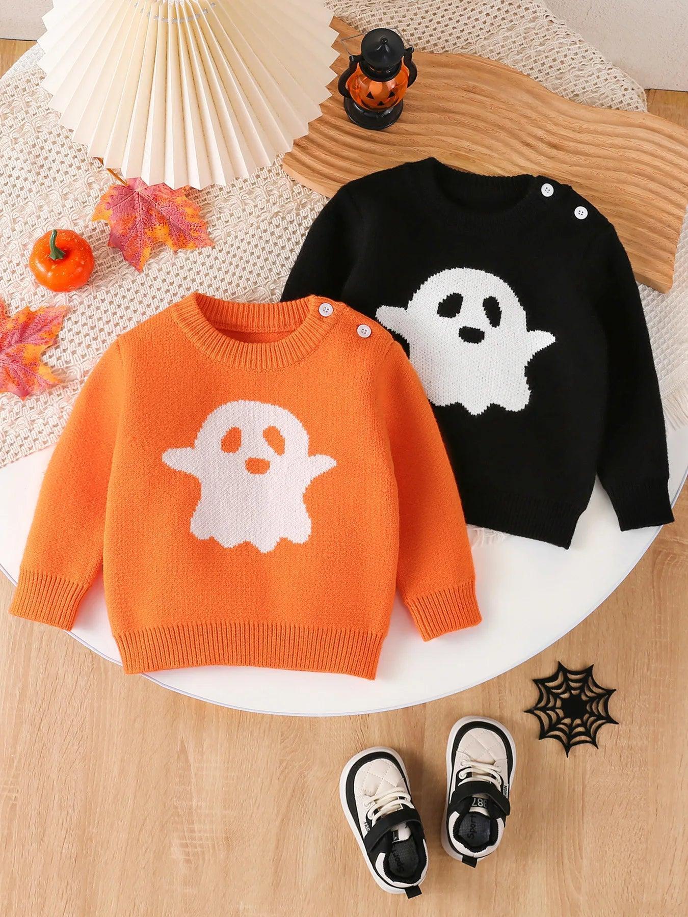 ghost knit kids crew sweater - basil boutique