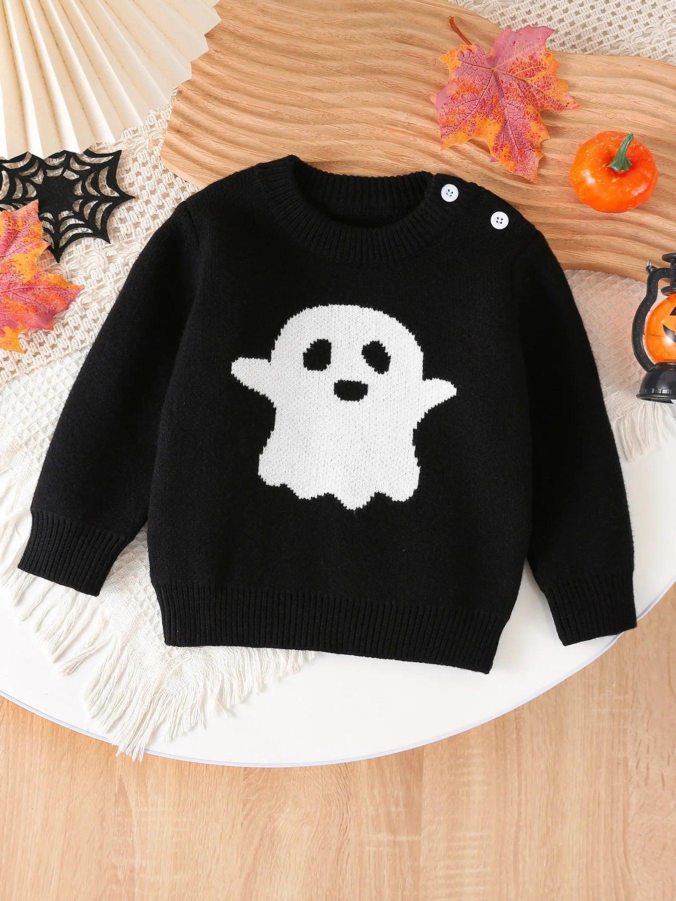 ghost knit kids crew sweater - basil boutique