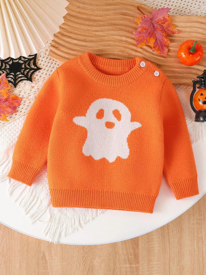 ghost knit kids crew sweater - basil boutique