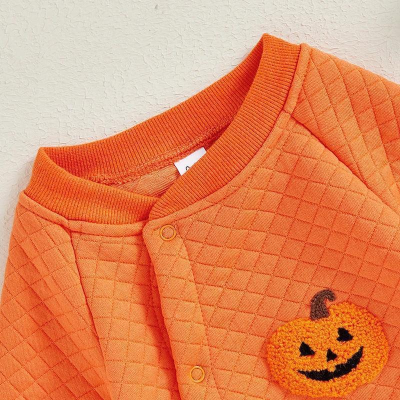 ghost + pumpkin embroidered onesies - basil boutique