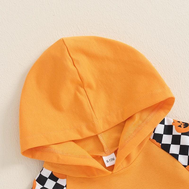 ghost + pumpkin plaid print kids outfits - basil boutique