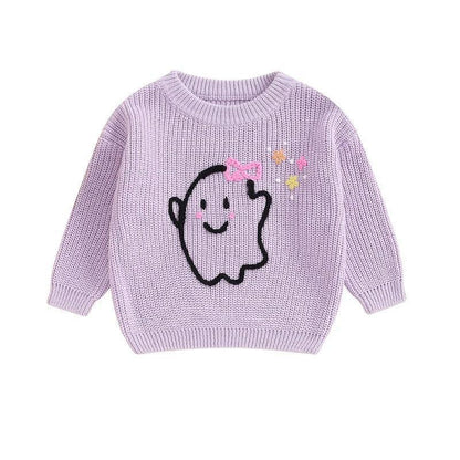 ghost + skull knit kids crew sweater - basil boutique